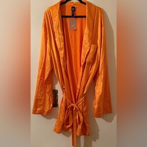 Savage X Fenty Orange Satin Robe‎ Size XXL NWT
